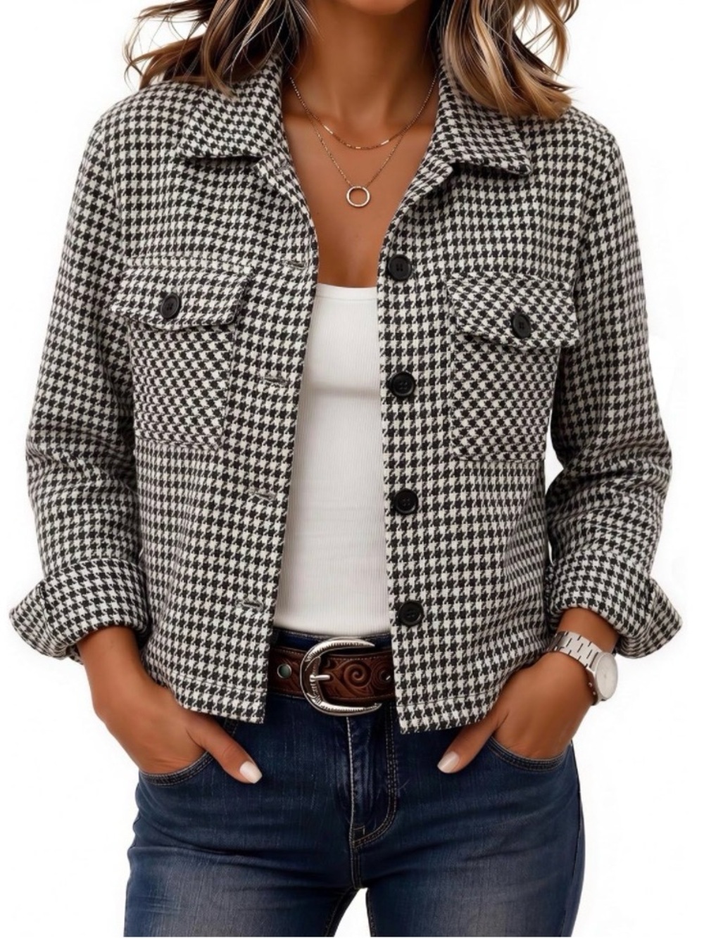 Zeagoo Black Plaid Jacket